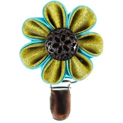 Ollipet Nummerclips | Guld Og Turkis Blomst